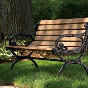 A KDB20 Bayshore Bench made from oak and finished in one of our signature powder coat solutions.
