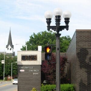 KG Capricorn Globes accompanied with custom-made arms all on a Washington pole.