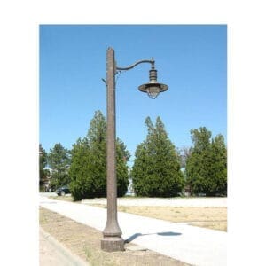K206 Marina - Belmont A K206 Marina fixture accompanied by a mini scroll style arm on a Belmont pole.