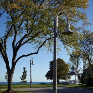 K208 Moderne - Canterbury - 2 A K208 Moderne fixture accompanied by a Bishop Crook style arm on a Canterbury pole.