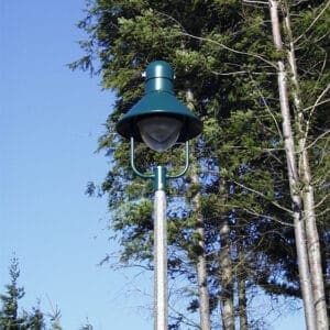 A K308 Moderne fixture atop a Hexagonal Tapered pole.
