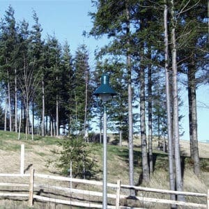 A K308 Moderne fixture atop a Hexagonal Tapered pole.