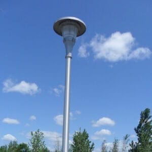 K429 Orion - Round Tapered - 2 A K429 Orion fixture atop a Round Tapered pole.