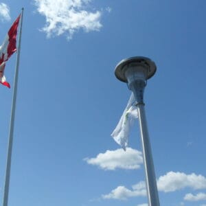 A K429 Orion fixture atop a Round Tapered pole.