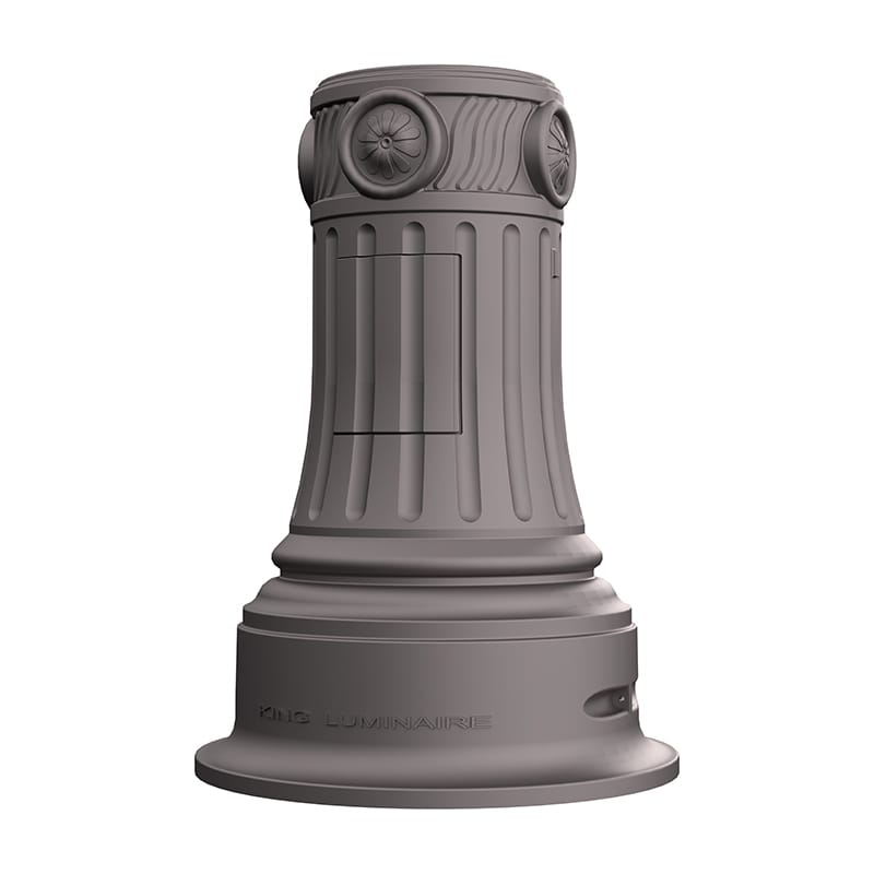 The KSB20 Cleveland Sr. is a decorative split base made from aluminum and compatible with either round or fluted shafts.