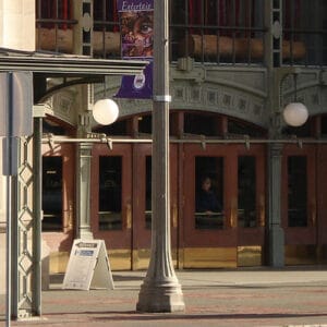 K445 Sol-Lux fixtures accompanied by banner arms and Coshocton style arms all on top of a Pacific pole. This project is in front of Union Station located in Tacoma, Washington.