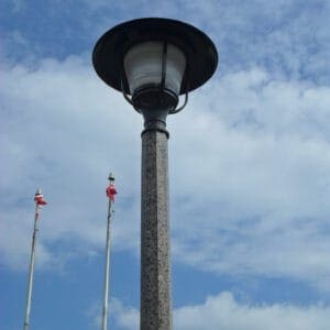 A K428 Phoenix fixture atop a Hexagonal Tapered pole.