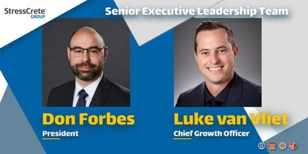 StressCrete Group's senior executive team including President Don Forbes and Chief Growth Officer Luke Van Vliet.