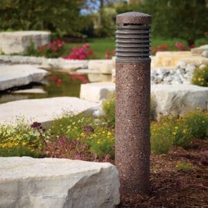 Silhouette Bollard - Concrete A lit Silhouette style bollard finished in one of our signature concrete décor colors- Vintage Brown.