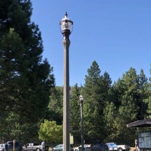 A K445 Sol-Lux fixture atop a Talisman pole. Project is located at the Indian John Hill Rest Area in Cle Elum, Washington.