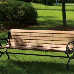 A KDB20 Bayshore Bench made from oak and finished in one of our signature powder coat solutions.
