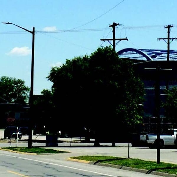 Newly installed spun concrete poles in Atchison, Kansas.