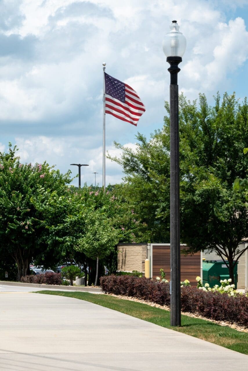 A K118 Washington fixture atop a Fluted Tapered pole. This project is in Collegedale, Tennessee.