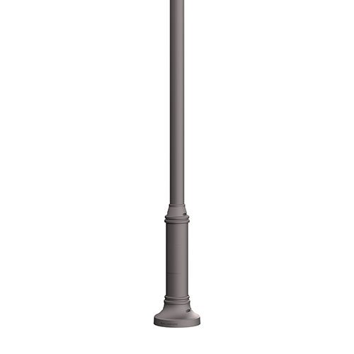 The Port Credit Jr. is a metal pole made from aluminum with a round non-tapered cross section and accompanied by a decorative base plate.
