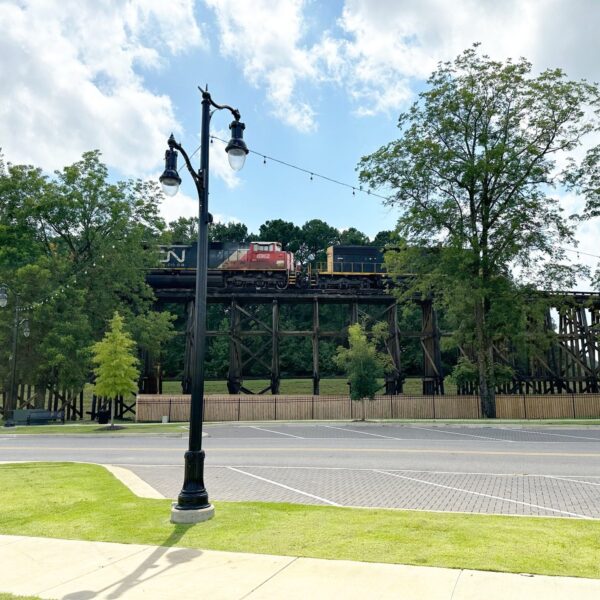 Two K804 Coronet Sr. fixtures accompanied by KA32 Pipe arms atop a fluted tapered pole with a KSB20 Cleveland Sr. split base.