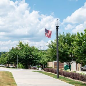 A K118 Washington fixture atop a Fluted Tapered pole. This project is near a shopping center located in Collegedale, Tennessee.